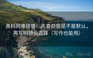 黑料网像排错：先查前提是不是默认，再写明镜头选择（写作也能用）